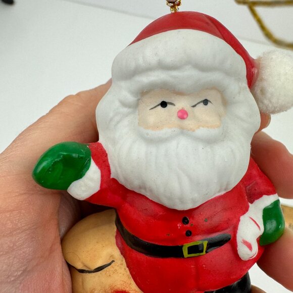 Vtg‎ Small Ceramic Porcelain Santa Clause Christmas Bell Gifts Candy Cane Jolly - Picture 7 of 9